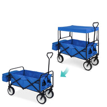 Load image into Gallery viewer, Collapsible Utility Wagon Cart Indoor/Outdoor with Canopy - Blue