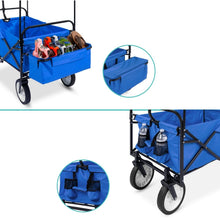 Load image into Gallery viewer, Collapsible Utility Wagon Cart Indoor/Outdoor with Canopy - Blue