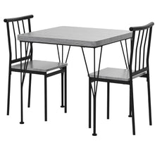 Load image into Gallery viewer, Modern 3-Piece Metal Frame Dining Set with Grey Wood Top Table and 2 Chairs