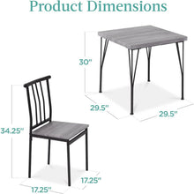 Load image into Gallery viewer, Modern 3-Piece Metal Frame Dining Set with Grey Wood Top Table and 2 Chairs