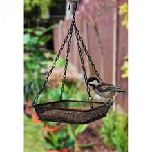 Load image into Gallery viewer, Heavy Duty Black Iron Mesh Bird Feeder Seed Tray with Easy to Hang Chain