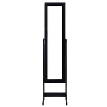 Load image into Gallery viewer, Black Wood Jewelry Storage Cabinet Freestanding Floor Mirror