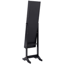 Load image into Gallery viewer, Black Wood Jewelry Storage Cabinet Freestanding Floor Mirror