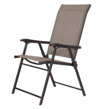 Load image into Gallery viewer, Set of 2 Outdoor Folding Patio Chairs in Brown with Black Metal Frame