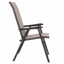 Load image into Gallery viewer, Set of 2 Outdoor Folding Patio Chairs in Brown with Black Metal Frame