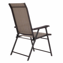 Load image into Gallery viewer, Set of 2 Outdoor Folding Patio Chairs in Brown with Black Metal Frame