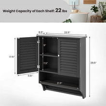 Load image into Gallery viewer, Black Wall-Mounted Bathroom Medicine Cabinet with Louver Doors and Towel Bar