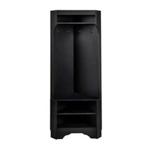 Load image into Gallery viewer, Modern Black Corner Hall Tree Coat Rack Entryway Storage Cabinet Shoe Bench