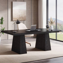 Load image into Gallery viewer, Modern Home Office Computer Desk Workstation in Black Wood Finish