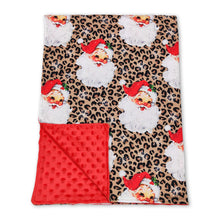 Load image into Gallery viewer, Leopard santa red polka dots baby girls Christmas blankets