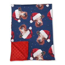 Load image into Gallery viewer, Christmas hat cow red polka dots baby Christmas blankets
