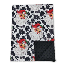 Load image into Gallery viewer, Cow print santa baby kids Christmas blankets