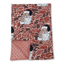 Load image into Gallery viewer, Brown camo santa baby kids Christmas blankets