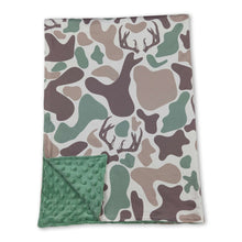 Load image into Gallery viewer, Green deer camo minky baby kids hunting blanket