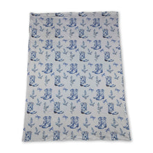 Load image into Gallery viewer, Light blue bow floral boots western baby girls blankets