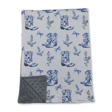 Load image into Gallery viewer, Light blue bow floral boots western baby girls blankets