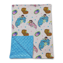 Load image into Gallery viewer, Pink blue dinosaur minky baby kids hunting blanket