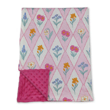 Load image into Gallery viewer, Hot pink polka dots floral minky baby girls blanket