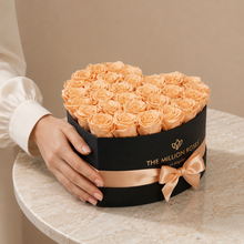 Load image into Gallery viewer, Heart Black Box | Peach Roses