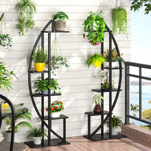 Load image into Gallery viewer, Set of 2 - Symmetrical Modern Black Metal Wood 10-Shelf Plant Stand