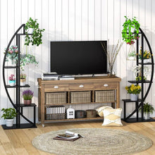 Load image into Gallery viewer, Set of 2 - Symmetrical Modern Black Metal Wood 10-Shelf Plant Stand