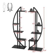 Load image into Gallery viewer, Set of 2 - Symmetrical Modern Black Metal Wood 10-Shelf Plant Stand
