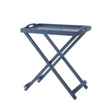 Load image into Gallery viewer, Folding TV Tray Bedside Table in Blue Wood Finish