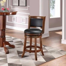 Load image into Gallery viewer, Counter Height Barstool in Cherry Wood Finish with Black Padded Swivel Seat