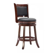 Load image into Gallery viewer, Counter Height Barstool in Cherry Wood Finish with Black Padded Swivel Seat
