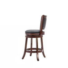 Load image into Gallery viewer, Counter Height Barstool in Cherry Wood Finish with Black Padded Swivel Seat