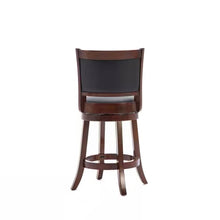 Load image into Gallery viewer, Counter Height Barstool in Cherry Wood Finish with Black Padded Swivel Seat
