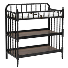 Load image into Gallery viewer, Changing Table in Black Wood Finish with 1-inch Waterproof Changing Pad