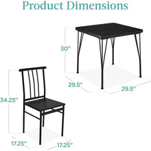 Load image into Gallery viewer, Modern 3-Piece Metal Frame Dining Set with Black Wood Top Table and 2 Chairs