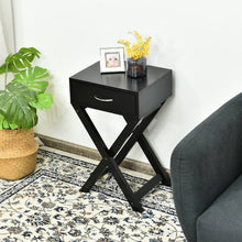 Load image into Gallery viewer, X-Shape 1 Drawer Nightstand End Side Table Storage in Black