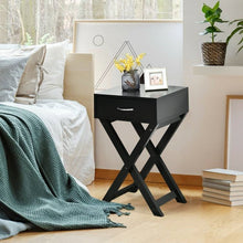 Load image into Gallery viewer, X-Shape 1 Drawer Nightstand End Side Table Storage in Black