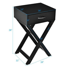 Load image into Gallery viewer, X-Shape 1 Drawer Nightstand End Side Table Storage in Black