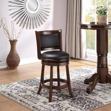 Load image into Gallery viewer, Counter Height Barstool in Dark Brown Wood Finish with Black Padded Swivel Seat