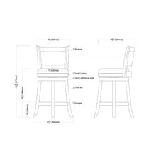 Load image into Gallery viewer, Counter Height Barstool in Dark Brown Wood Finish with Black Padded Swivel Seat
