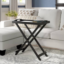 Load image into Gallery viewer, Folding TV Tray Bedside Table in Black Wood Finish