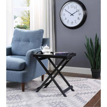 Load image into Gallery viewer, Folding TV Tray Bedside Table in Black Wood Finish