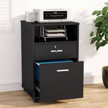 Load image into Gallery viewer, Black Rolling 2-Drawer Mobile File Cabinet Printer Stand Office Cart on Wheels
