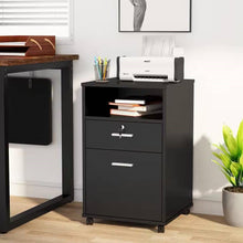 Load image into Gallery viewer, Black Rolling 2-Drawer Mobile File Cabinet Printer Stand Office Cart on Wheels