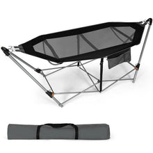 Load image into Gallery viewer, Black Portable Camping Foldable Hammock with Stand and Carry Case