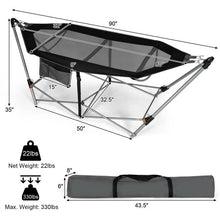 Load image into Gallery viewer, Black Portable Camping Foldable Hammock with Stand and Carry Case