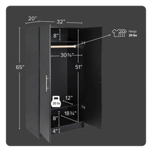 Load image into Gallery viewer, Black Freestanding Bedroom Cabinet Armoire Wardrobe Closet with Hanging Rail