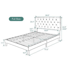 Load image into Gallery viewer, Full Black Faux Leather Upholstered Platform Bed with Button-Tufted Headboard