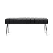 Load image into Gallery viewer, Mid-Century Modern End of Bed Bench with Black PU Leather Seat and Tapered Legs