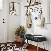 Load image into Gallery viewer, Mid-Century Modern End of Bed Bench with Black PU Leather Seat and Tapered Legs
