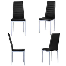 Load image into Gallery viewer, Set of 4 Modern High Back Black PVC Leather Dining Chairs with Metal Legs