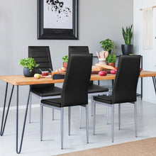 Load image into Gallery viewer, Set of 4 Modern High Back Black PVC Leather Dining Chairs with Metal Legs